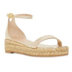 Stuart Weitzman Black and White Text Print Espadrilles